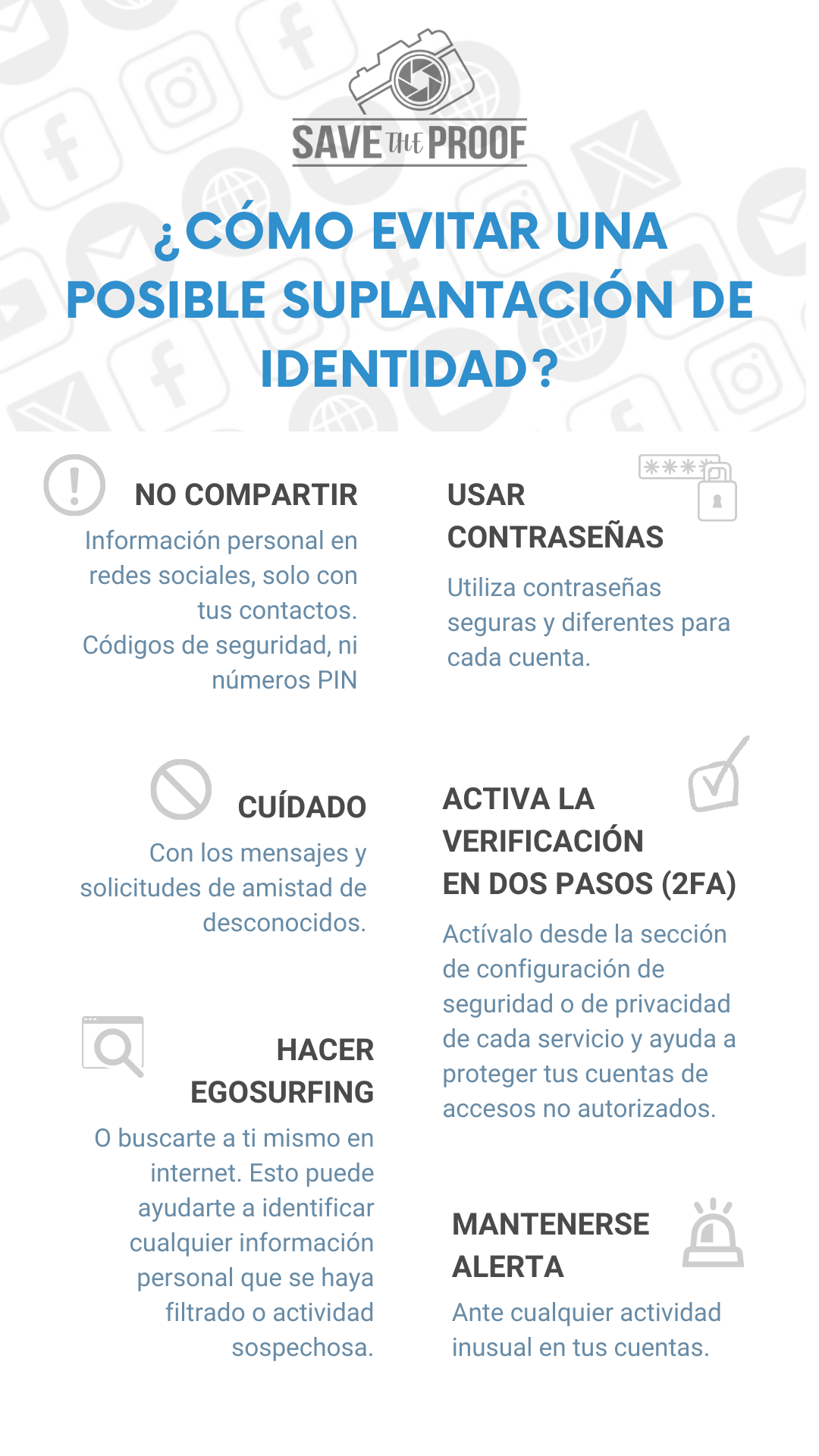 Cómo evitar una suplantación de identidad Infografía para evitar una suplantación de identidad