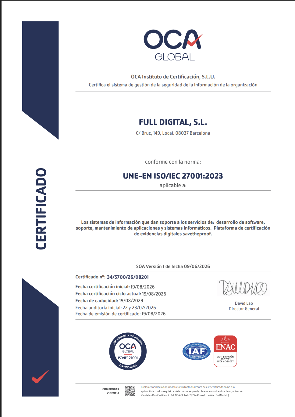 Certificado ISO 27001
